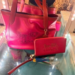 Coach Red Interior Tote